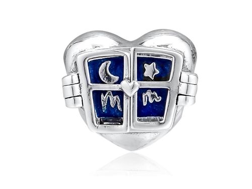 Rodowany srebrny charms do pandora serce dla mamy z okienkiem window heart srebro 925 NEW14 na Arena.pl