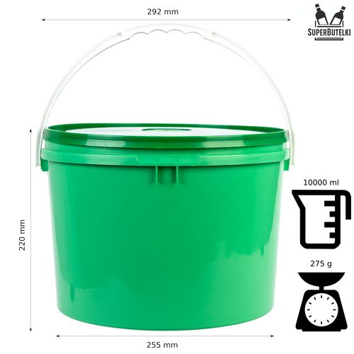 Wiaderko 10 L - pojemnik plastikowy na żywność z wieczkiem na Arena.pl