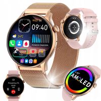 SMARTWATCH DAMSKI AMOLED FUNKCJA ROZMOWY SMS POMIAR PULS CIŚNIENIE MENU PL