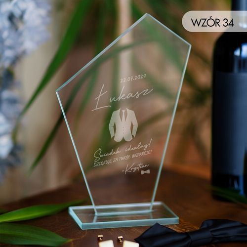 PODZIĘKOWANIA DLA ŚWIADKÓW STATUETKA SZKLANA GRAWER PREZENT DLA ŚWIADKA na Arena.pl