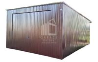 GARAŻ BLASZANY 4m x 6m poziom - spad tył - Brama uchylna  4x6