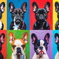 Plakat 70x70cm Buldogi Francuskie