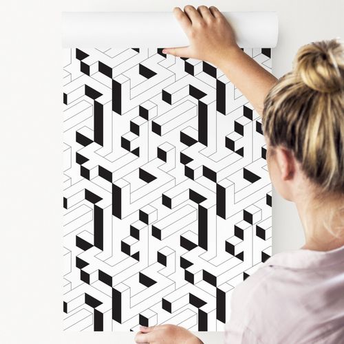 Tapeta Ścienna Czarno-Biały GEOMETRYCZNY Wzór 3D na Arena.pl