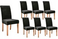 POKROWCE NA KRZESŁA 6SZT WELUROWE WELUR UNIWERSALNY ELASTYCZNY CZARNY