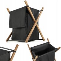 KADAX Kosz Na Pranie Czarny Drewniany Składany Pojemnik Duży Eko 39L