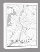 Budapeszt mapa czarno biała - obraz na płótnie 60x80 cm