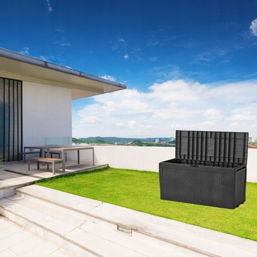 SKRZYNIA OGRODOWA BALKONOWA SCHOWEK RATTAN 270L - POJEMNA - GRAFITOWA - XL na Arena.pl