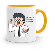 Kubek Żółty Prezent Dla Szefa Jestem Szefem Z Nadrukiem Ze Zdjęciem