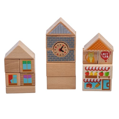 Kolorowe klocki drewniane – Miasto – 35 elementów na Arena.pl