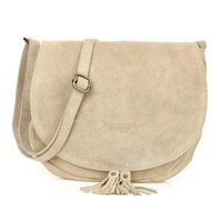 BELTIMORE torebka damska zamszowa listonoszka z klapą V012 beżowa