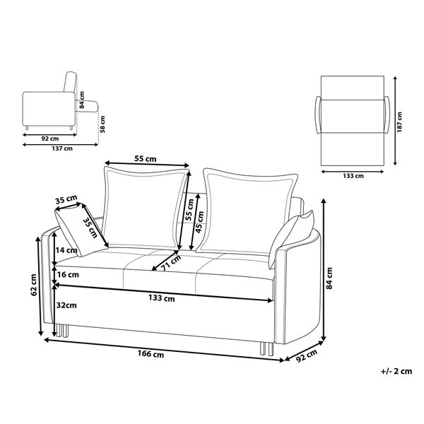 Sofa rozkładana szara HOVIN zdjęcie 9