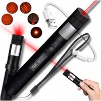 WSKAŹNIK LASEROWY LASER CZERWONY USB MOCNY POINTER DUŻY ZASIĘG AKUMULATOR