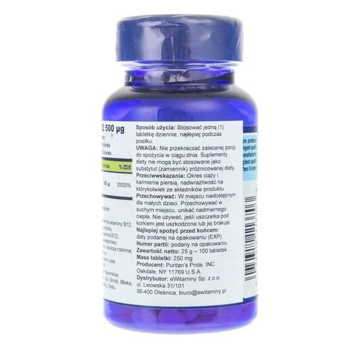 Puritan's Pride Witamina B-12 500 mcg - 100 tabletek na Arena.pl