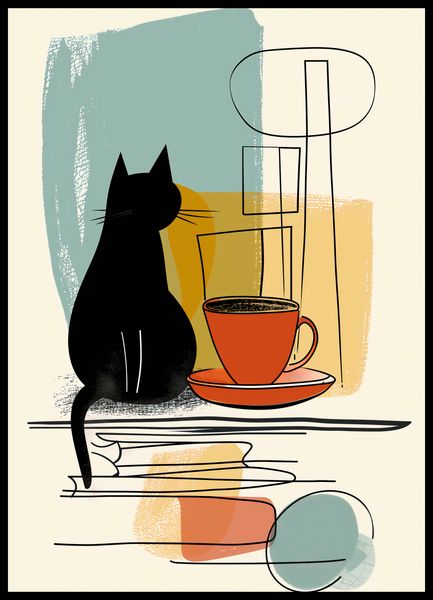 Plakat 50x70cm Kot i Kawa zdjęcie 2