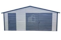 Garaż Blaszany 7x6m Brama Uchylna Drzwi Okno Rynny Dach Dwuspadowy ID625