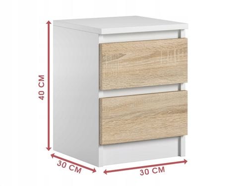 Szafka Nocna Do Sypialni 2 Szuflady Stolik Do Łóżka Pari 2 Biały Mat Sonoma na Arena.pl