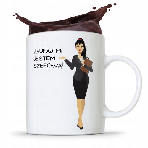 Kubek Prezent Dla Szefowej Zaufaj Mi! Z Nadrukiem Ze Zdjęciem na Arena.pl