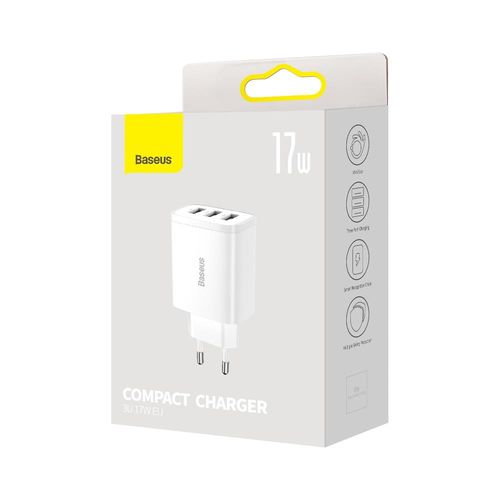 Baseus ładowarka sieciowa Compact 3 x USB biała 17W na Arena.pl