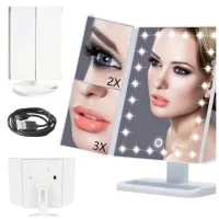 LUSTERKO KOSMETYCZNE PODŚWIETLANE 22LED zoom 2X 3X