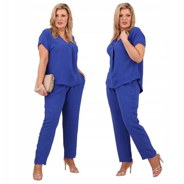 ELEGANCKI KOMPLET DAMSKI DUŻE ROZMIARY POLSKI PRODUCENT BLUZKA I SPODNIE zdjęcie 1