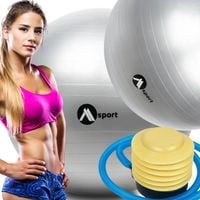 DUŻA PIŁKA REHABILITACYJNA GIMNASTYCZNA O ĆWICZEŃ FITNESS 65CM+POMPKA SZARA