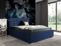 Nowoczesne tapicerowane łóżko z wysokim zagłowiem do sypialni PLAY granatowe 120x200