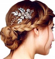 Ozdoba do włosów ZŁOTY Grzebyk stroik kwiaty ślub  N21