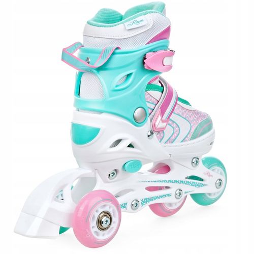 Rolki Łyżwy Wrotki Regulowane 4w1 RAVEN Lia PLUS Mint 30-33 Kółka LED na Arena.pl