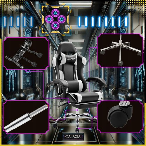 FOTEL GAMINGOWY BIUROWY Obrotowy Kubełkowy Krzesło Gamingowe Z Podnóżkiem na Arena.pl