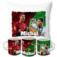 ZESTAW PODUSZKA + KUBEK RONALDO CRISTIANO CR7 + IMIĘ PRZENT DLA KIBICA