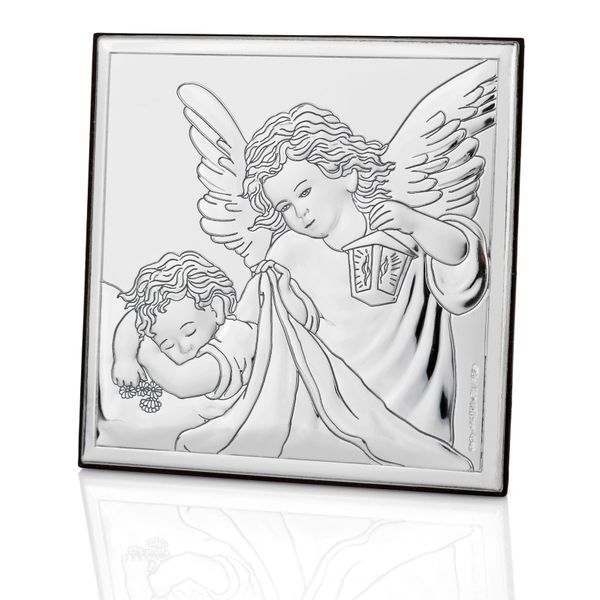 SREBRNY OBRAZEK Anioł Stróż PREZENT na Komunię PAMIĄTKA KOMUNII + GRAWER zdjęcie 2