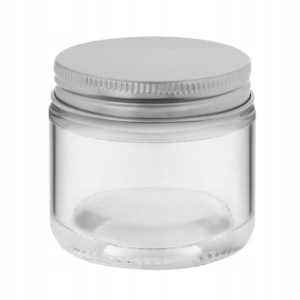 Słoik przeźroczysty do świec 60 ml ze srebrną metalową nakrętką zdjęcie 1