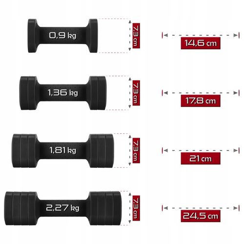 HANTELKI HANTLE CIĘŻARKI REWGULOWANE 4w1 ZESTAW DO ĆWICZEŃ FITNESS 2x2,27kg na Arena.pl