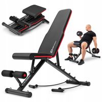 Ławka treningowa prosta regulowana składana 150 kg z ekspanderami