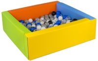 Kwadratowy suchy basen z ekoskóry z 200 piłeczkami ZABAWA w DOMU i OGRODZIE