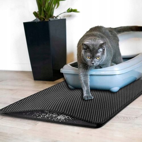 MATA WYCIERACZKA POD KUWETĘ DLA KOTA NA ŻWIREK XXL PODKŁADKA CZARNA 60x45 na Arena.pl