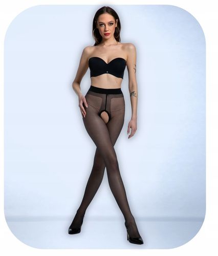 Rajstopy Damskie Gładkie z Dziurką Grubość 20 Den Hip Gloss Czarne 1/2 S/M na Arena.pl