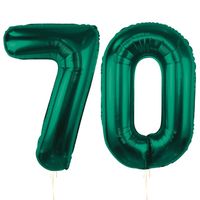 Balony foliowe liczba 70 butelkowy zielony, 85 cm