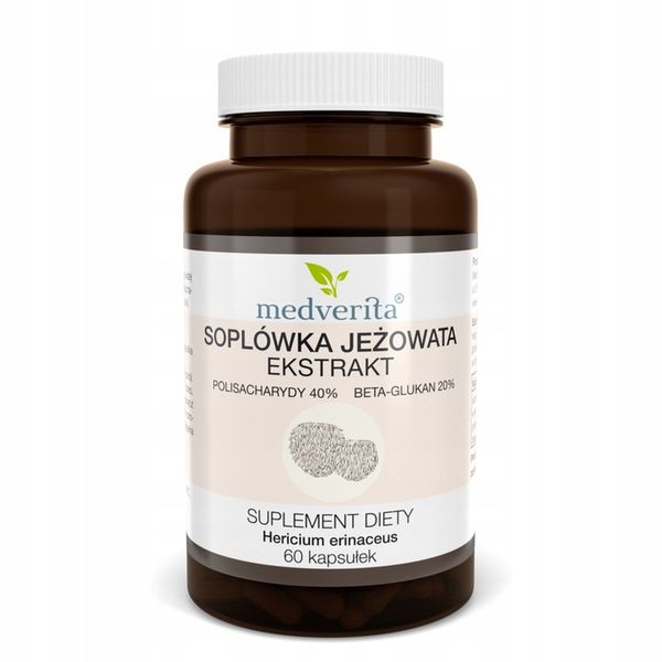 SOPLÓWKA JEŻOWATA Ekstrakt Lion's mane Hericium erinaceus - 60 kapsułek zdjęcie 1