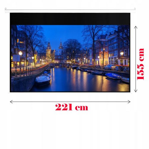 EKRAN PROJEKCYJNY ŚCIENNY RZUTNIKA ELEKTRYCZNY AUTOMATYCZNY PILOT 100 na Arena.pl