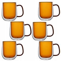 2 x Zestaw 6 szklanek termicznych z pomarańczowym wnętrzem 300 ml MG Home