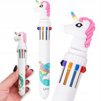 DŁUGOPIS WIELOKOLOROWY PSTRYKANY JEDNOROŻEC 10 KOLORÓW DO SZKOŁY DLA DZIECI