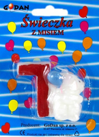 Świeczka z Misiem na Urodziny na Tort Cyfra 7