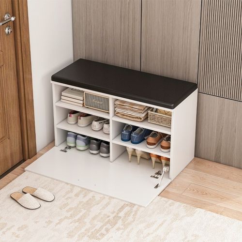 Szafka na buty biała ze schowkiem otwierana na Arena.pl