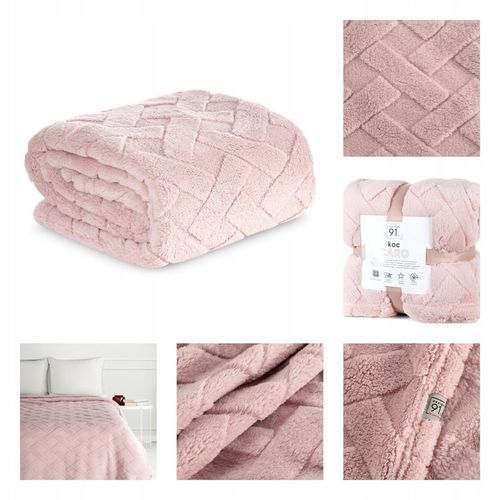 MIĘKKI KOC PLED GRUBY PUSZYSTY TŁOCZONY 200x220 NARZUTA NA ŁÓŻKO KANAPĘ na Arena.pl