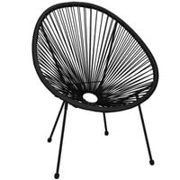 Owalne krzesło ogrodowe, wys. 87 cm rattanowy fotel ażurowy czarne