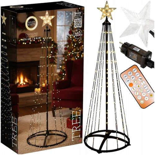 Choinka ŚWIECĄCA dekoracja zewnętrzna ogrodowa z lampkami czubkiem 210 cm na Arena.pl