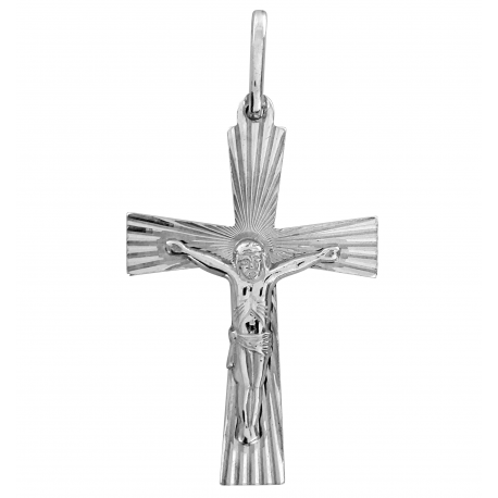 SREBRNY KRZYŻYK Z JEZUSEM DIAMENTOWANY PRÓBA SREBRA 925 + GRAWER GRATIS! zdjęcie 1