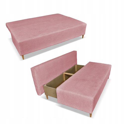 Kanapa sofa KIMO f. spania pojemnik Twisster c. róż sztruks na Arena.pl