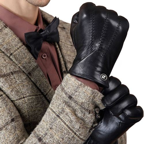 DOTYKOWE RĘKAWICZKI SKÓRZANE MĘSKIE SKÓRA CIELĘCA OCIEPLANE MIŚ roz. L na Arena.pl